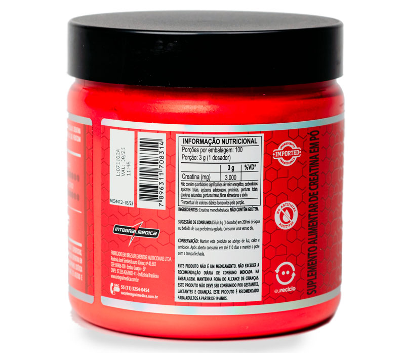 Creatina em Pó Hardcore 100% Pura e Monohidratada - 300g